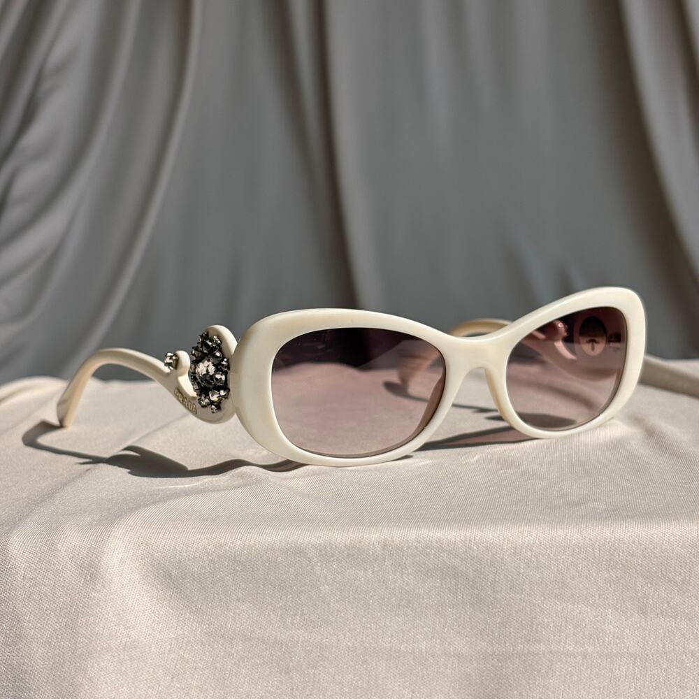 Prada Crystal Absolute Collection 33P Minimal Baroque Sunglasses White Crystal - Picture 2 of 16